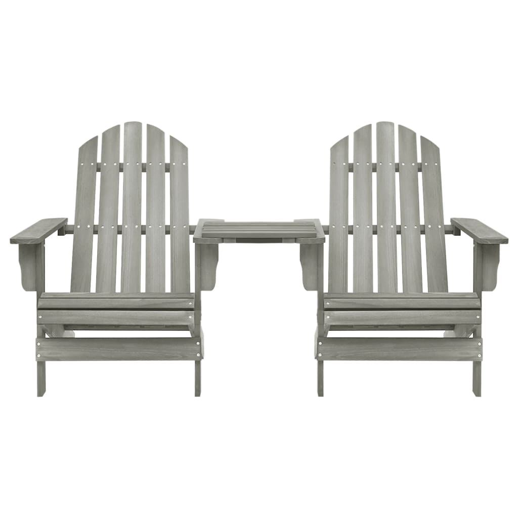 Patio Adirondack Chairs with Tea Table Solid Wood Fir Gray