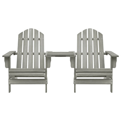 Patio Adirondack Chairs with Tea Table Solid Wood Fir Gray