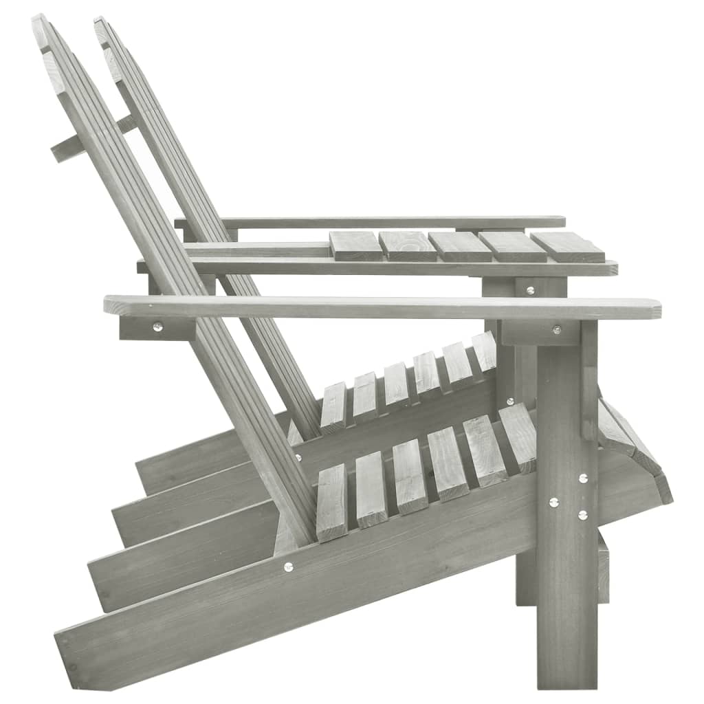 Patio Adirondack Chairs with Tea Table Solid Wood Fir Gray