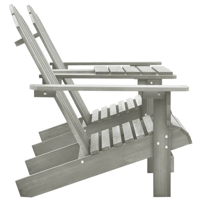 Patio Adirondack Chairs with Tea Table Solid Wood Fir Gray