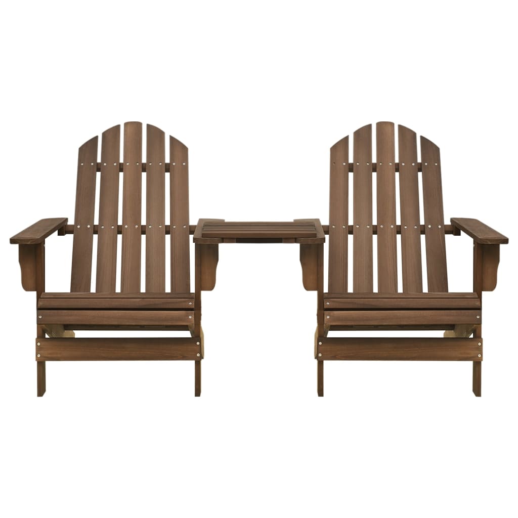 Patio Adirondack Chairs with Tea Table Solid Wood Fir Brown