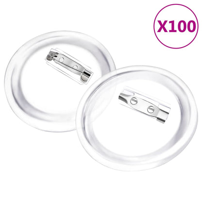 Button Badges Kit with Pins 100 Sets Acrylic 58 mm