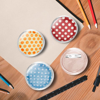 Button Badges Kit with Pins 100 Sets Acrylic 37 mm
