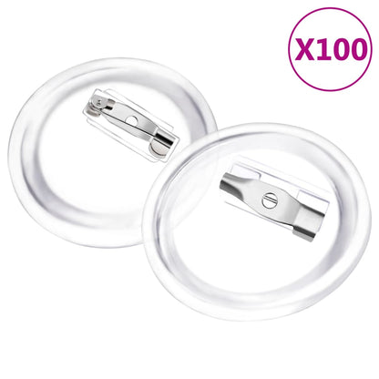 Button Badges Kit with Pins 100 Sets Acrylic 25 mm