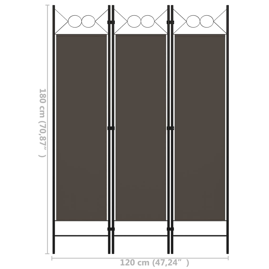 3-Panel Room Divider Anthracite 120x180 cm