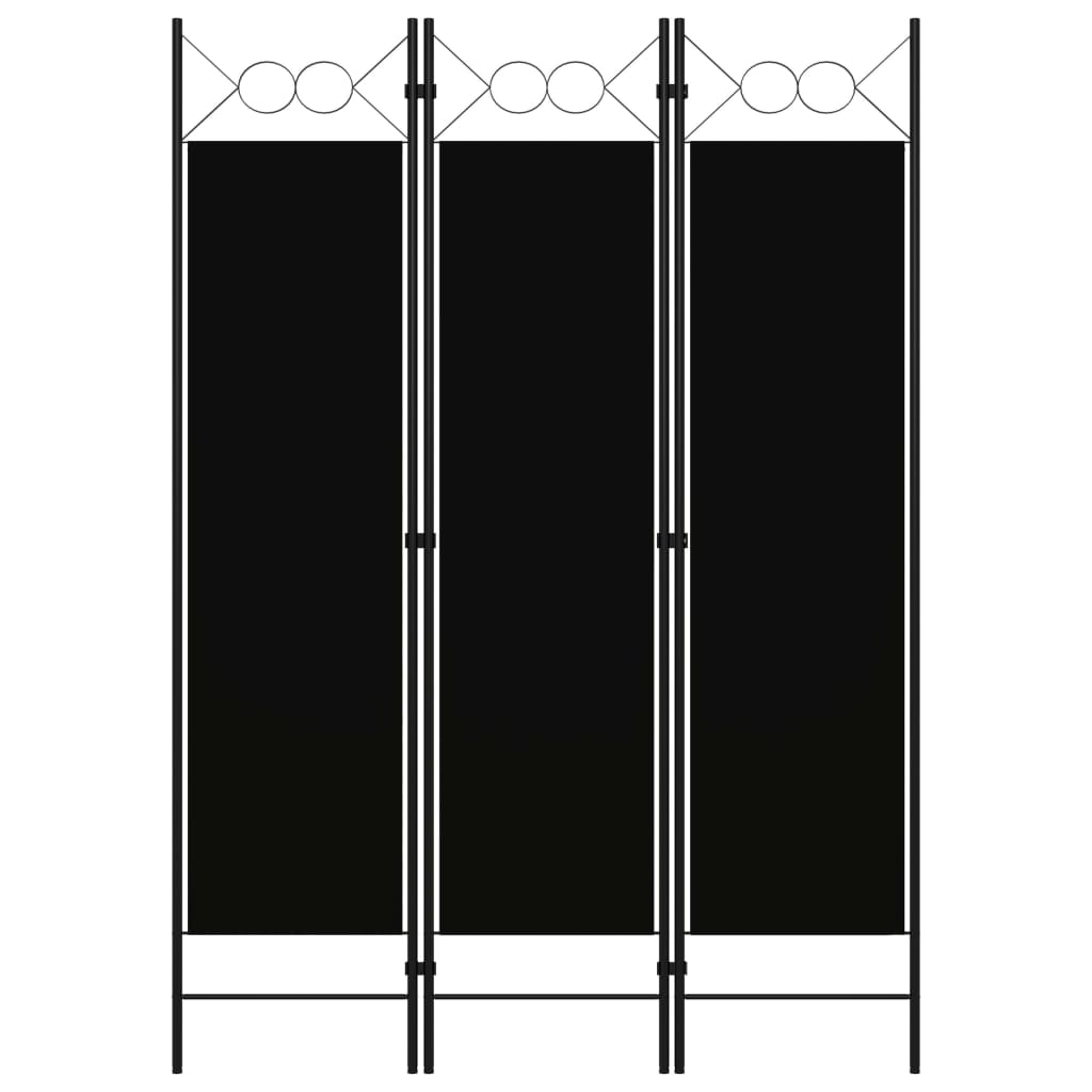 3-Panel Room Divider Black 120x180 cm