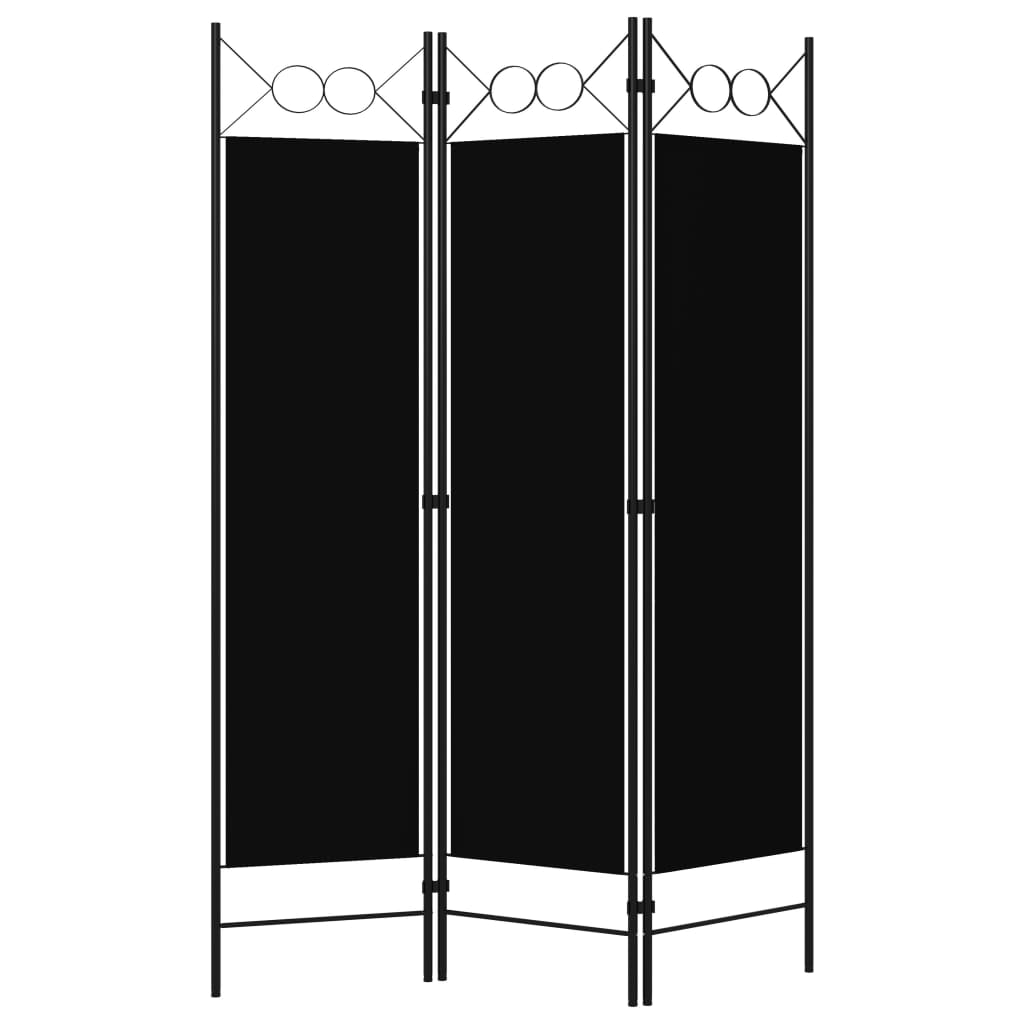 3-Panel Room Divider Black 120x180 cm