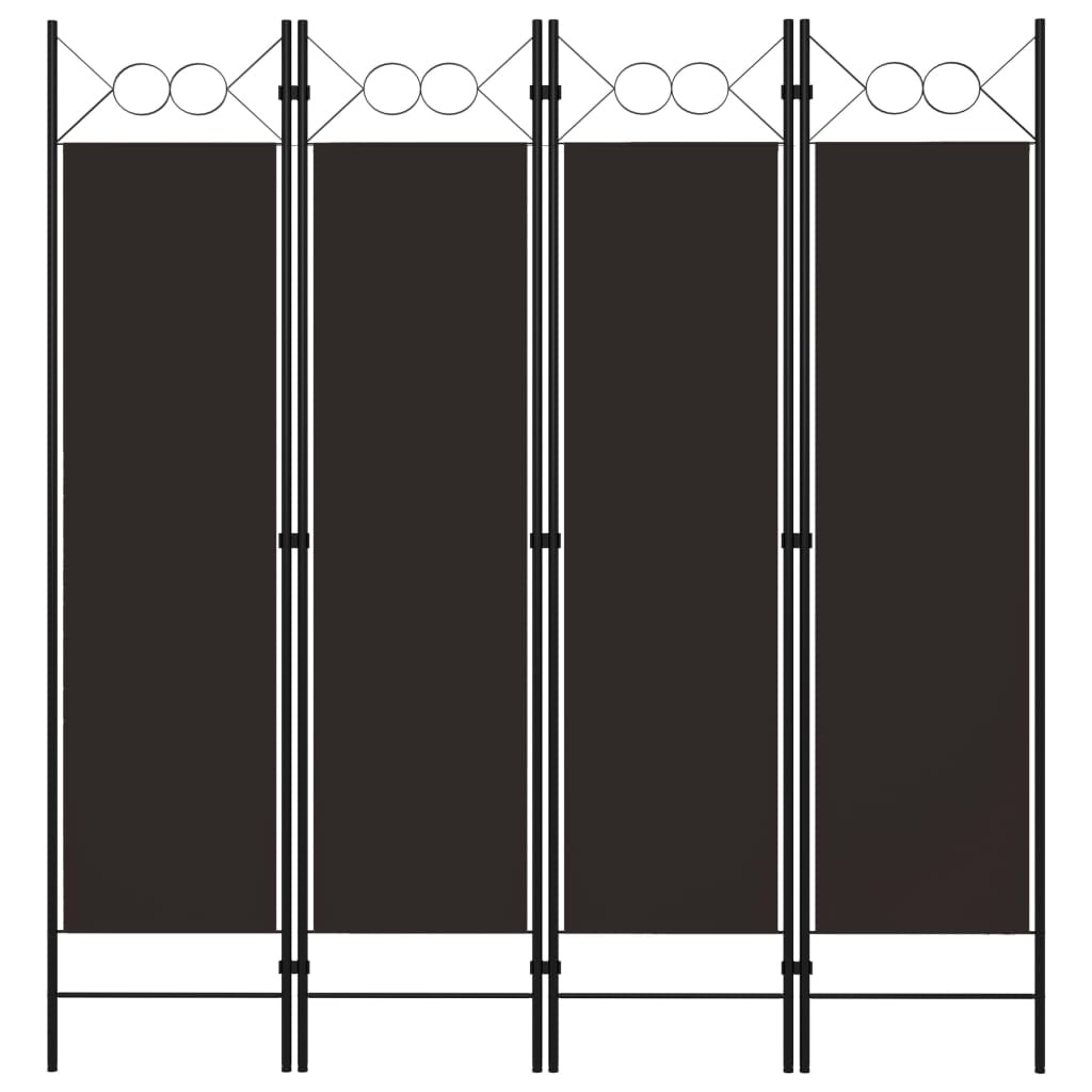 4-Panel Room Divider Brown 160x180 cm