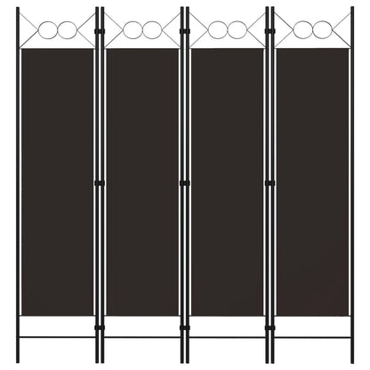 4-Panel Room Divider Brown 160x180 cm