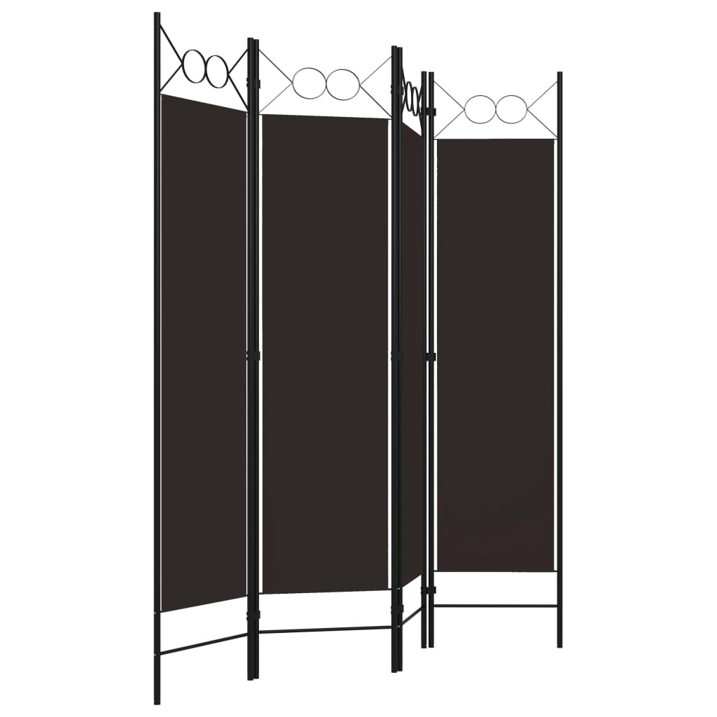 4-Panel Room Divider Brown 160x180 cm