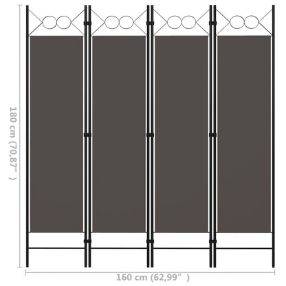 4-Panel Room Divider Anthracite 160x180 cm