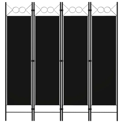 4-Panel Room Divider Black 160x180 cm