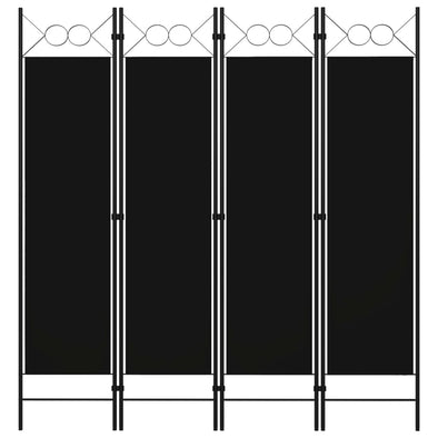 4-Panel Room Divider Black 160x180 cm