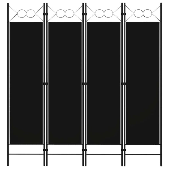 4-Panel Room Divider Black 160x180 cm