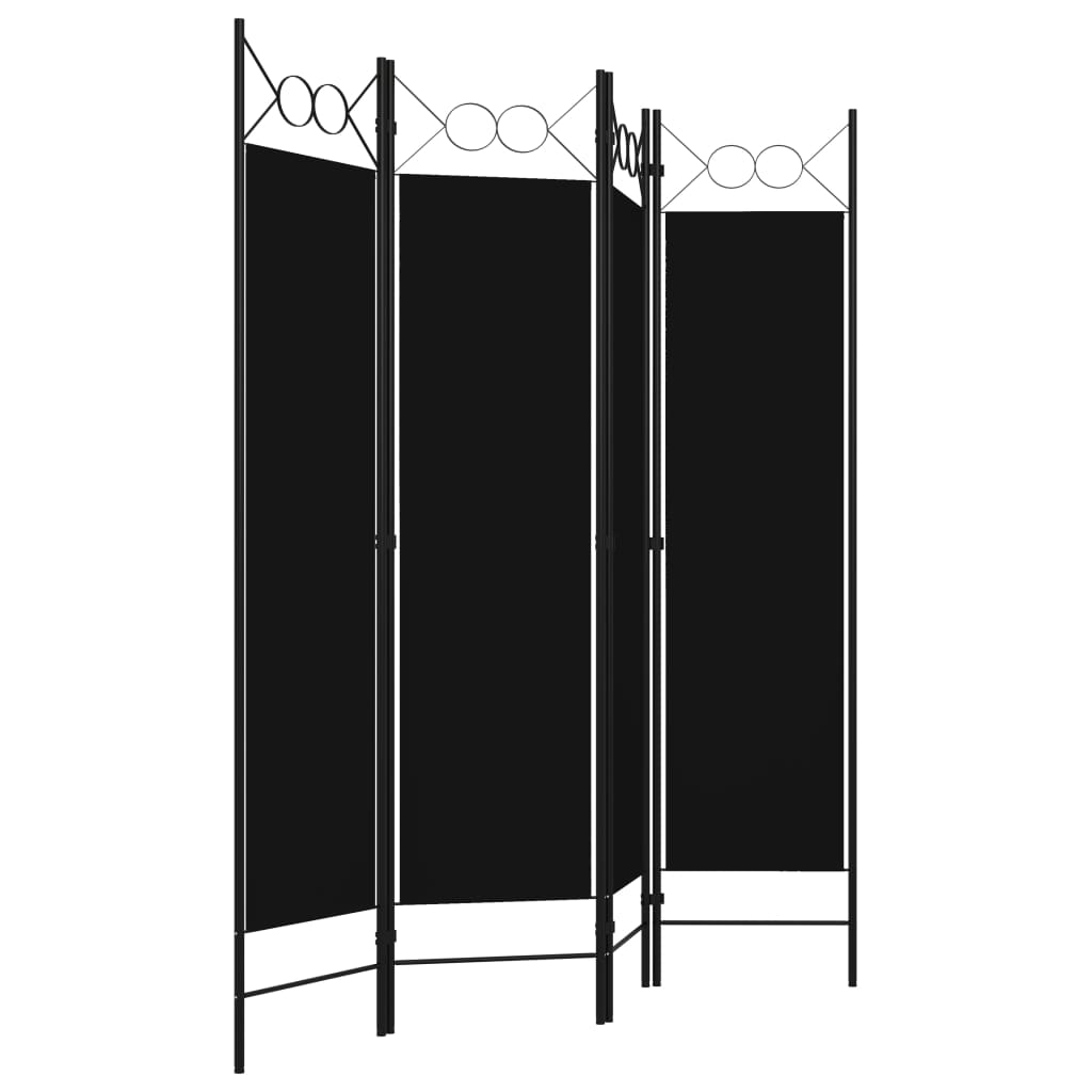 4-Panel Room Divider Black 160x180 cm