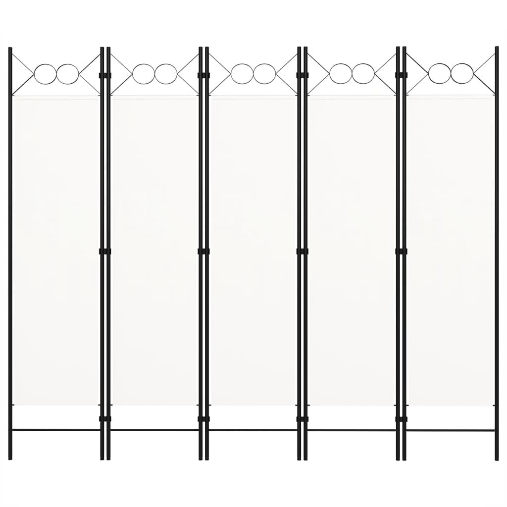 5-Panel Room Divider White 200x180 cm