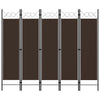 5-Panel Room Divider Brown 200x180 cm