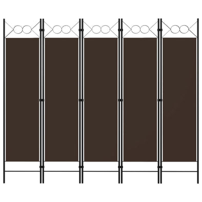 5-Panel Room Divider Brown 200x180 cm
