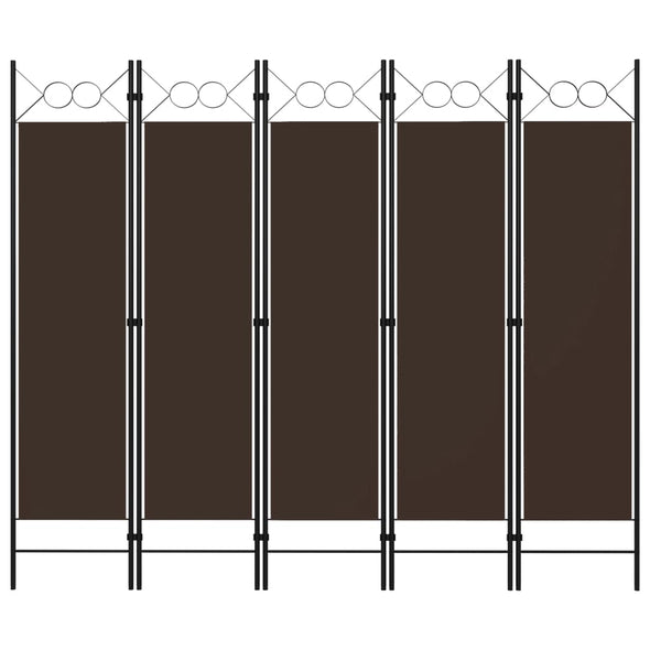 5-Panel Room Divider Brown 200x180 cm