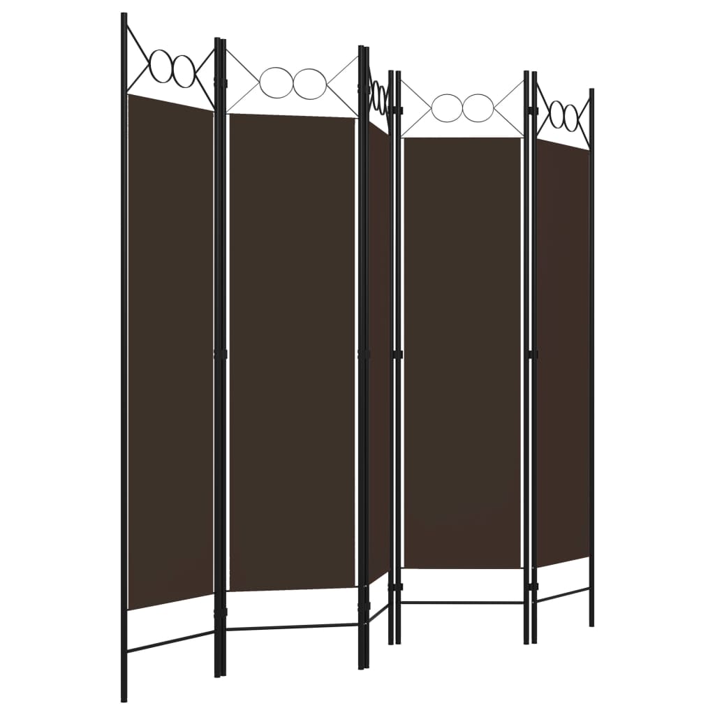 vidaXL 5-Panel Room Divider Brown 78.7"x70.9"