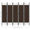 5-Panel Room Divider Brown 200x180 cm