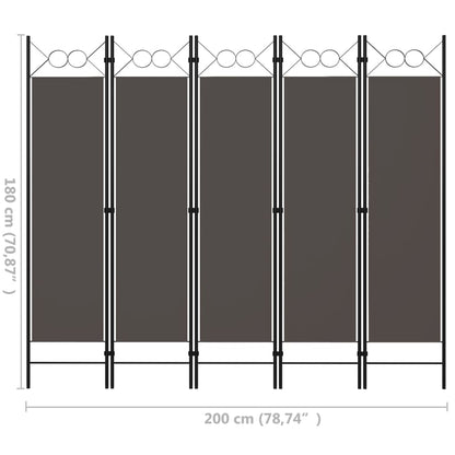 5-Panel Room Divider Anthracite 78.7"x70.9