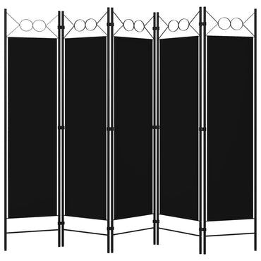 5-Panel Room Divider Black 200x180 cm