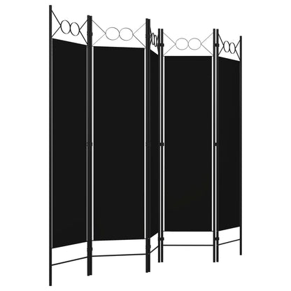 5-Panel Room Divider Black 200x180 cm