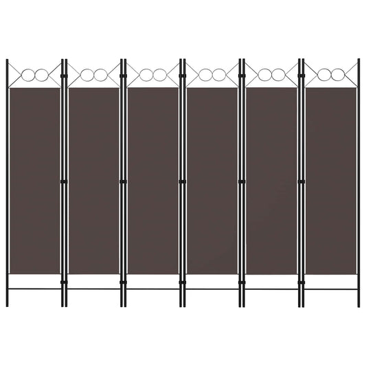 320712 vidaXL 6-Panel Room Divider Brown 240x180 cm