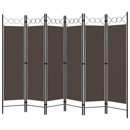 320712 vidaXL 6-Panel Room Divider Brown 240x180 cm