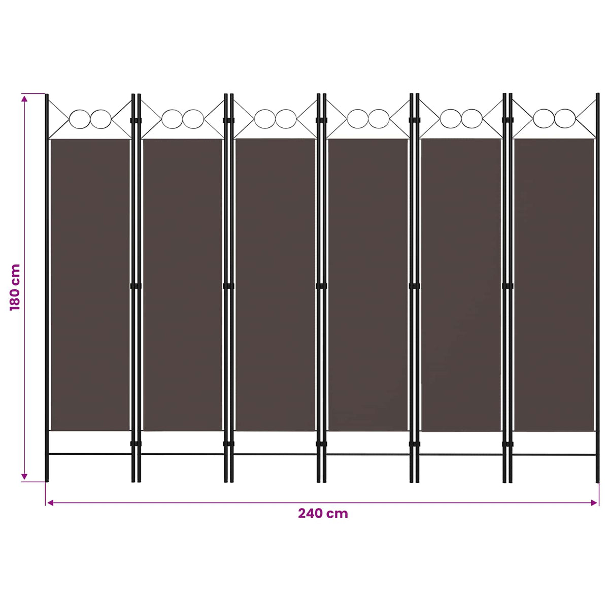 320712 vidaXL 6-Panel Room Divider Brown 240x180 cm