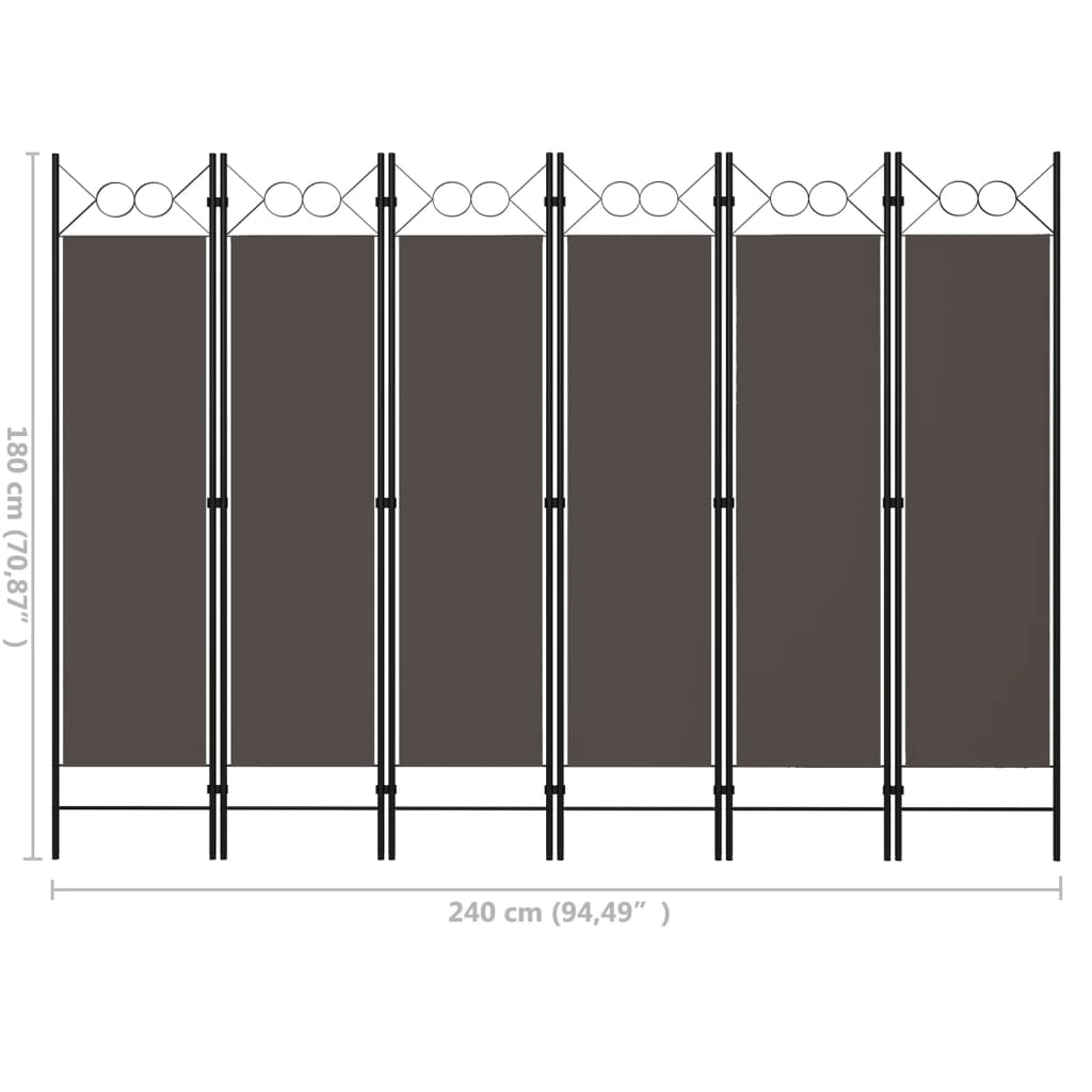 6-Panel Room Divider Anthracite 240x180 cm