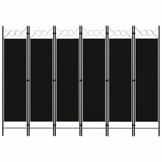 320714 vidaXL 6-Panel Room Divider Black 240x180 cm
