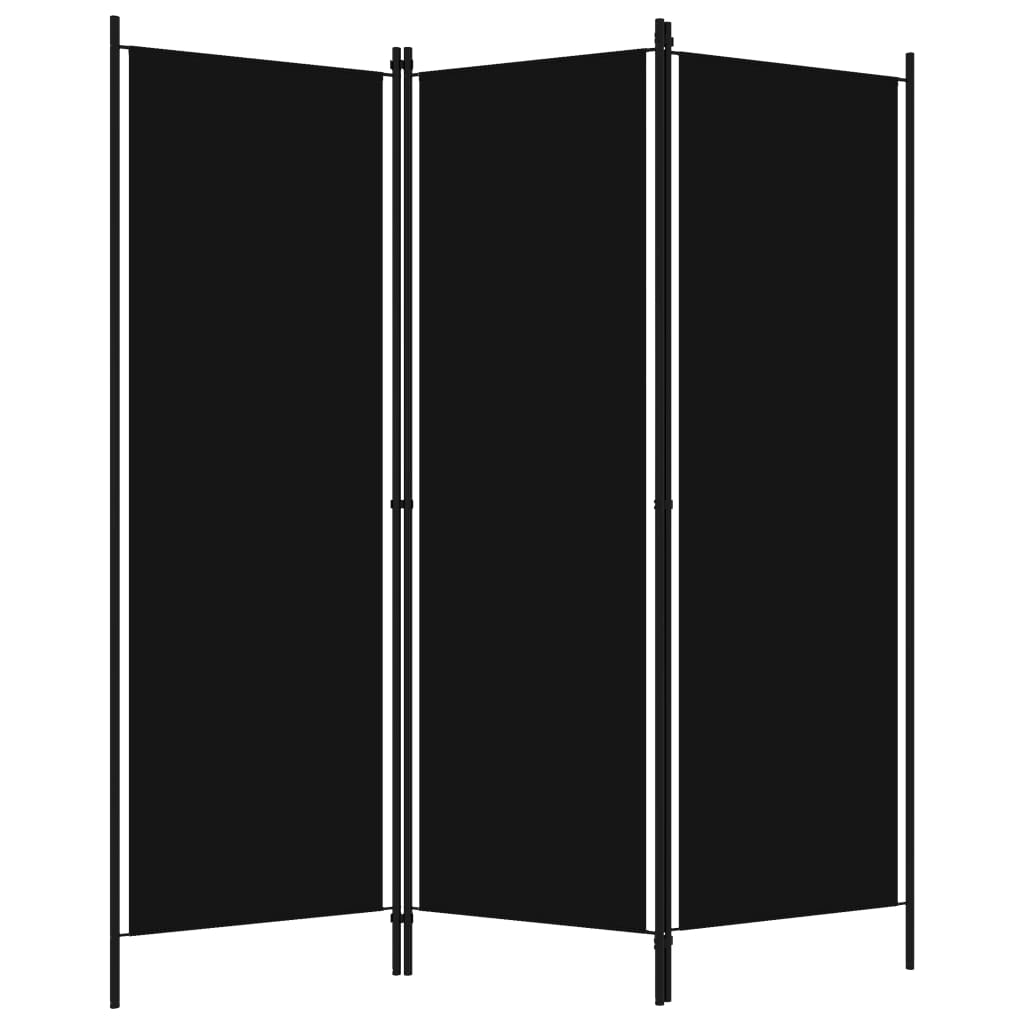 3-Panel Room Divider Black 150x180 cm