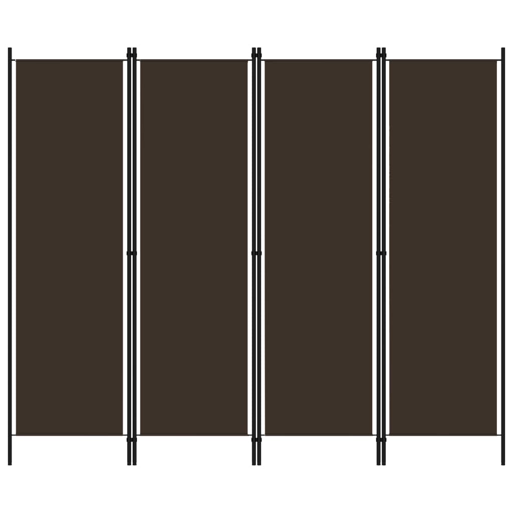 4-Panel Room Divider Brown 200x180 cm