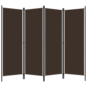 4-Panel Room Divider Brown 200x180 cm