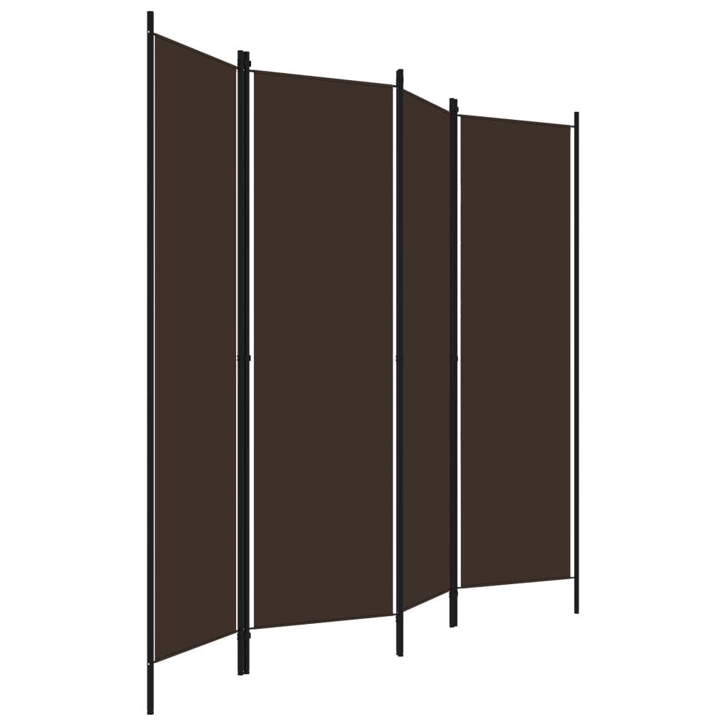 4-Panel Room Divider Brown 200x180 cm