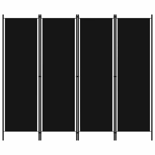4-Panel Room Divider Black 200x180 cm