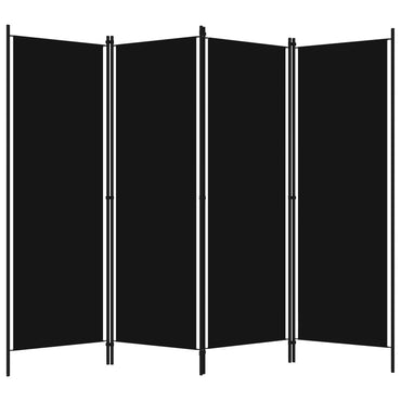 4-Panel Room Divider Black 200x180 cm