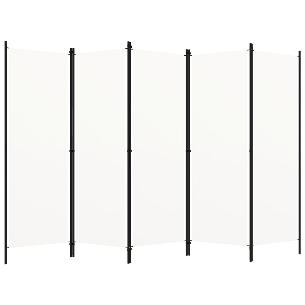 5-Panel Room Divider White 250x180 cm