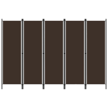 5-Panel Room Divider Brown 250x180 cm