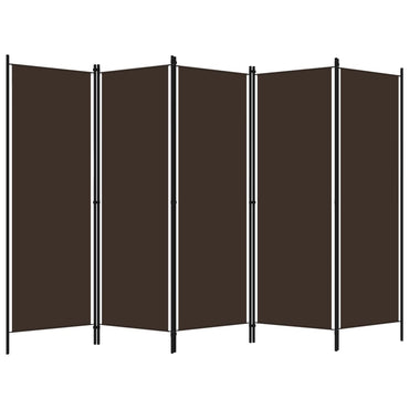 5-Panel Room Divider Brown 250x180 cm