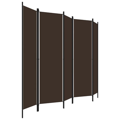 5-Panel Room Divider Brown 250x180 cm