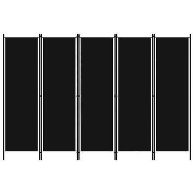 5-Panel Room Divider Black 250x180 cm