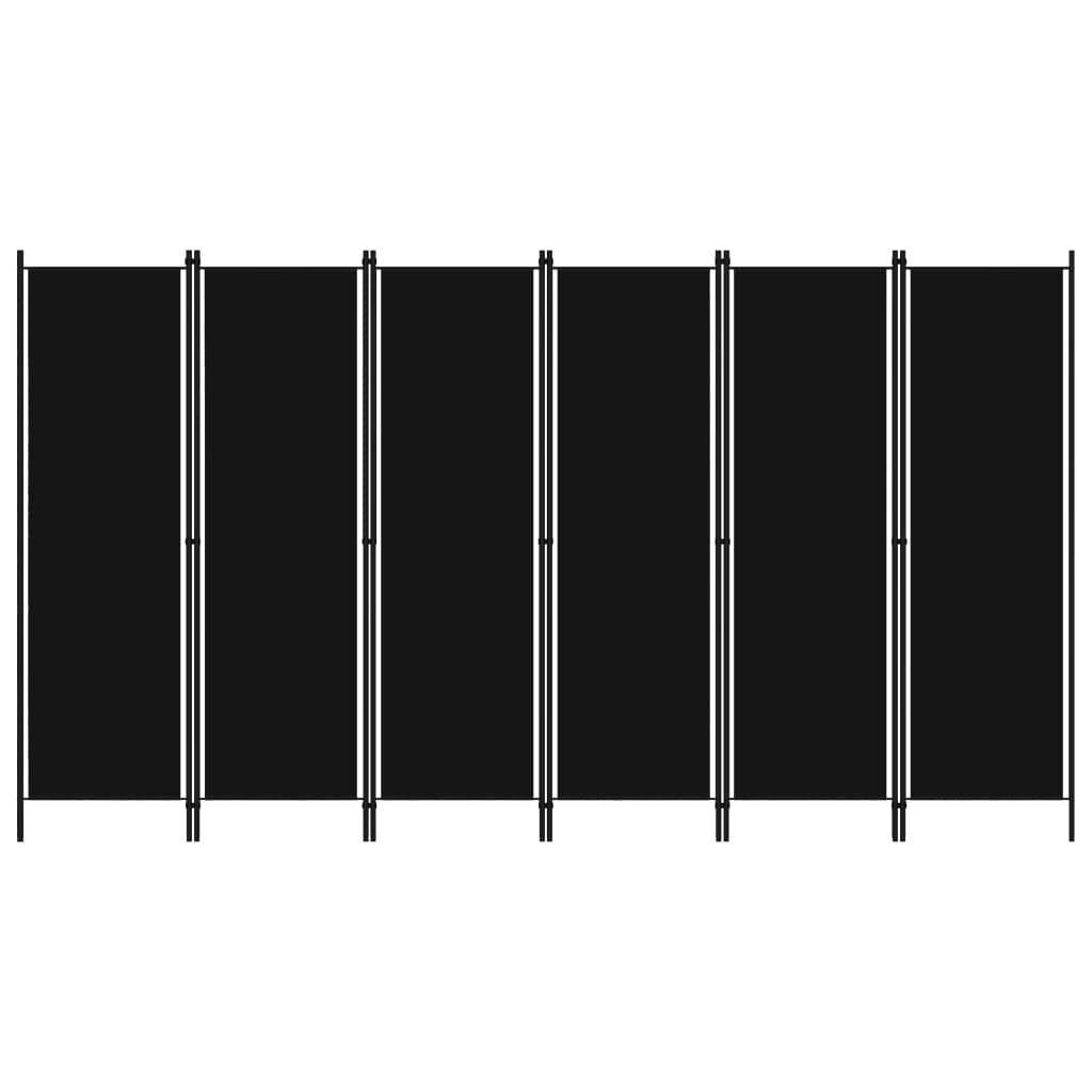 6-Panel Room Divider Black 300x180 cm