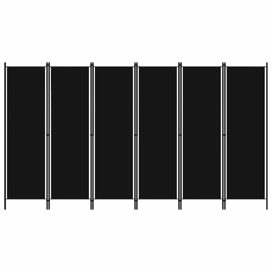 320730 vidaXL 6-Panel Room Divider Black 300x180 cm