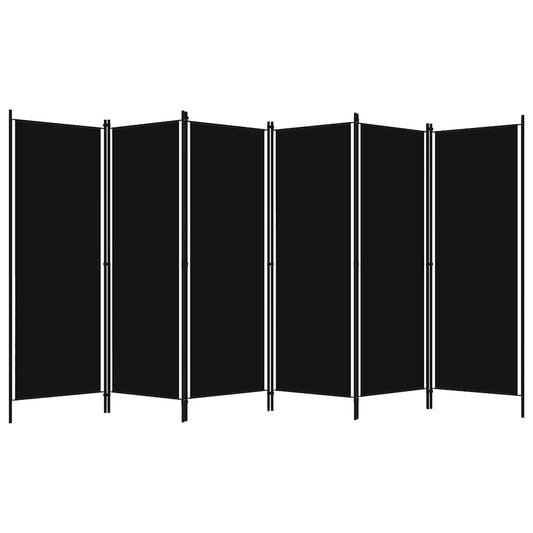 320730 vidaXL 6-Panel Room Divider Black 300x180 cm
