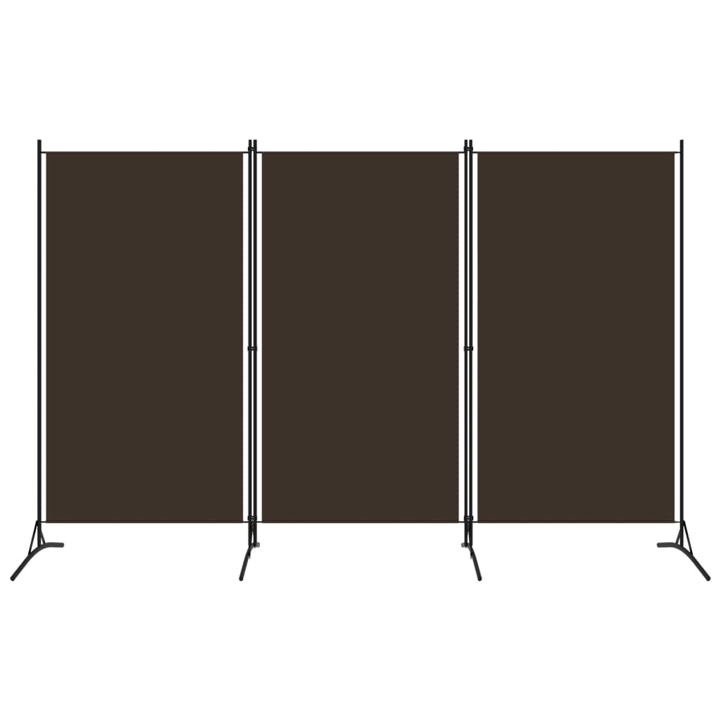 3-Panel Room Divider Brown 260x180 cm