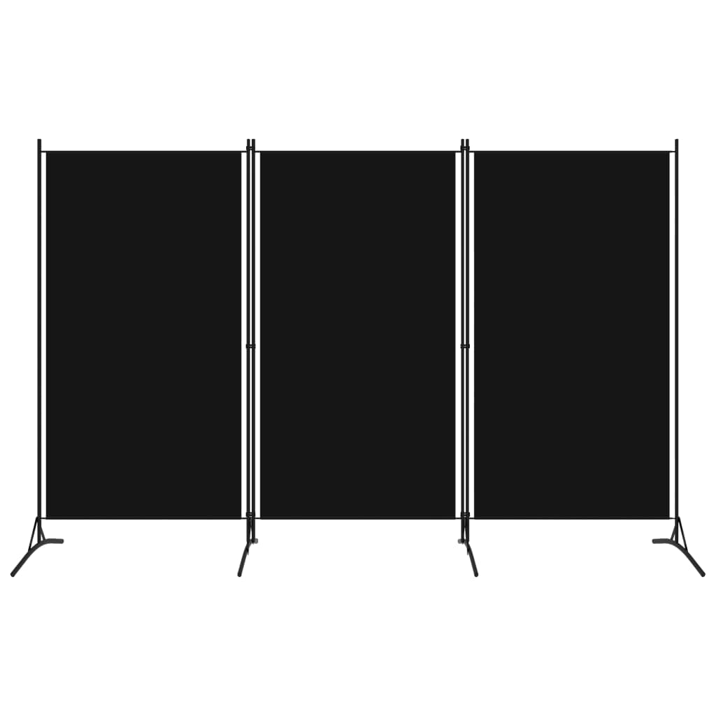 3-Panel Room Divider Black 260x180 cm