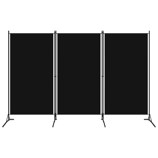 3-Panel Room Divider Black 102.4"x70.9" Fabric